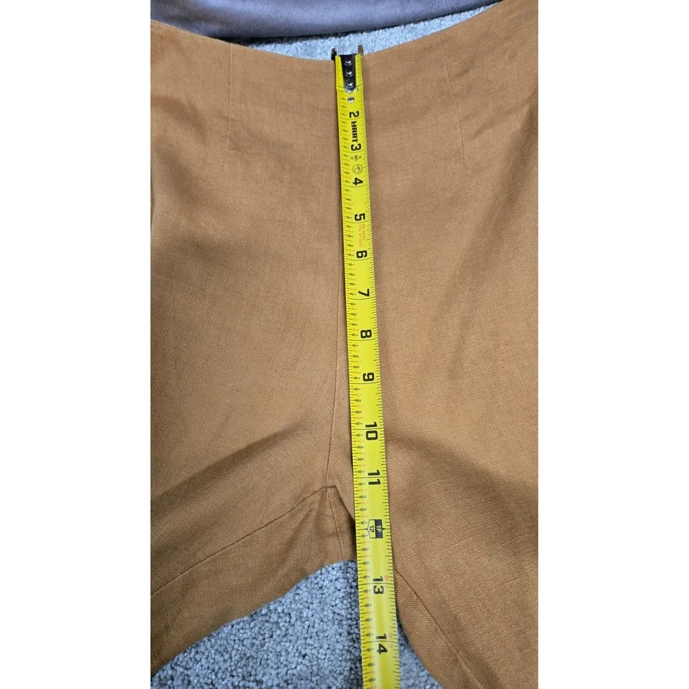 Reformation 100% Linen High Rise Straight Leg Pants Tan‎ Ochre Womens Size 0